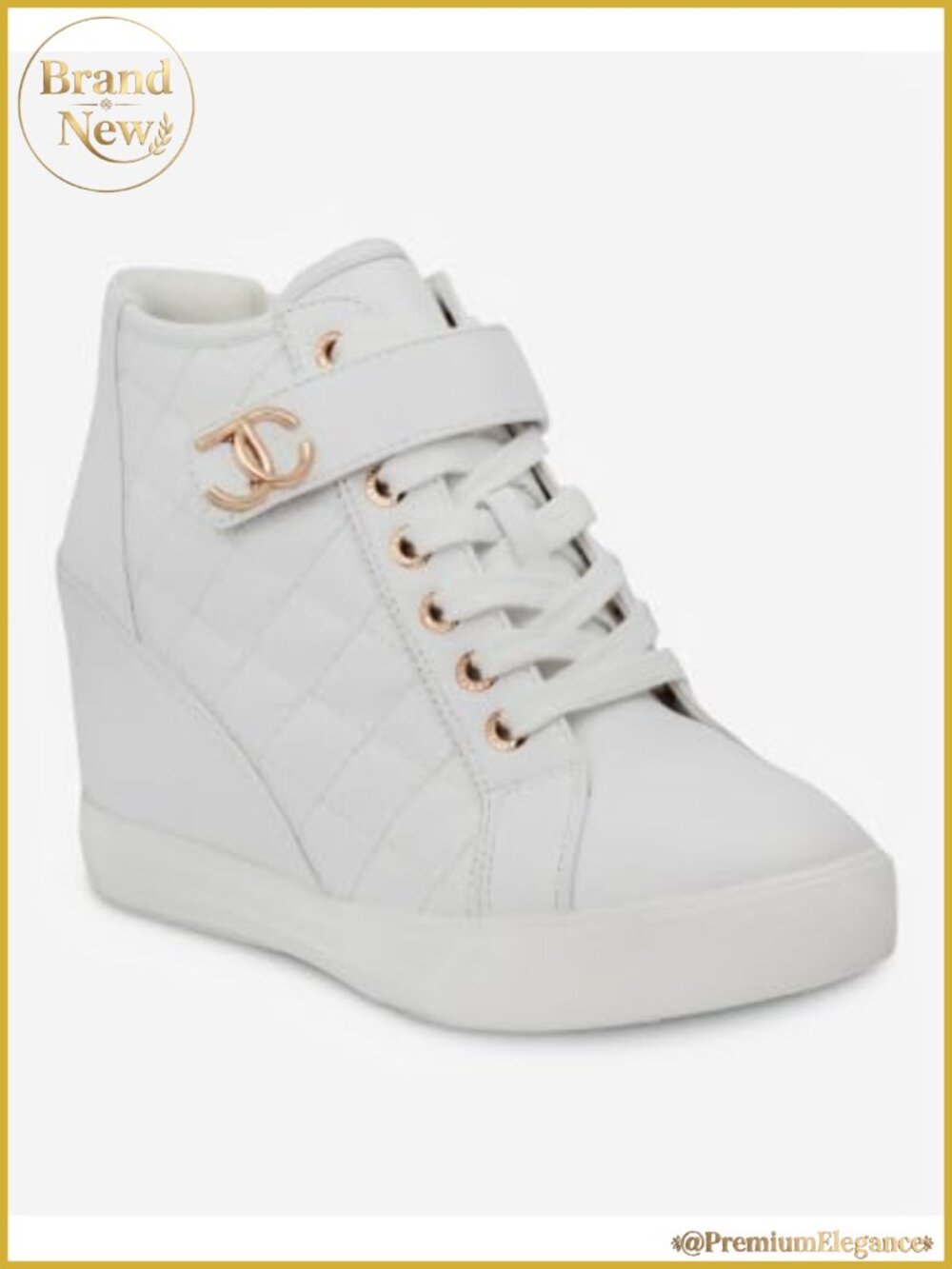Women's Platform Wedge Sneakers – High-Top Quilted Lace-Up Shoes